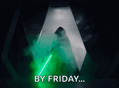 Person Holding Green Light Saber Friday GIF