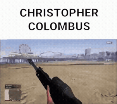 Person Holding Gun In Front Of Ferris Wheel In Christopher Colombus GIF