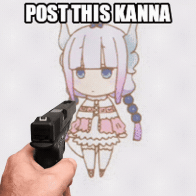 Person Holding Gun In Front Of Girl Picture Saying Post This Kanna GIF