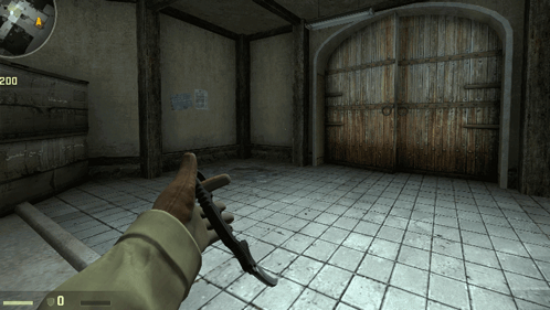 Person Holding Gun In Room With Score 200 GIF