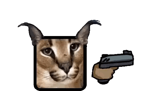 Person Holding Gun Near Horned Cat Sticker