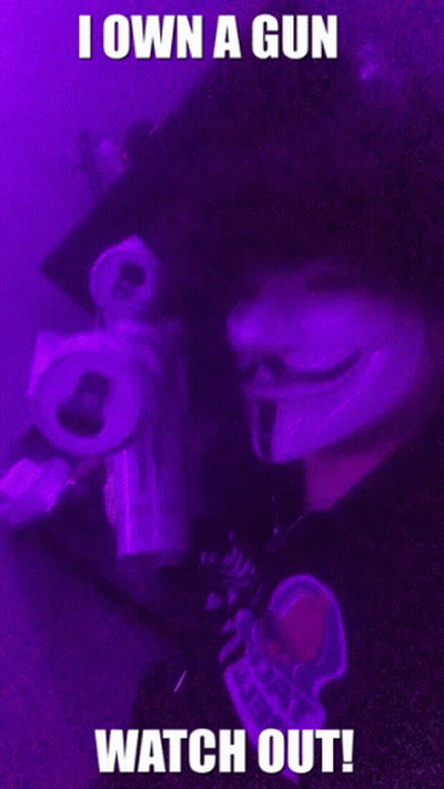 Person Holding Gun Saying I Own A Gun Watch Out GIF