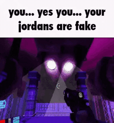 Person Holding Gun Saying Jordans Are Fake GIF