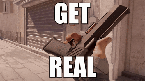 Person Holding Gun With Get Real Text GIF