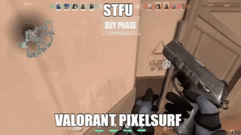 Person Holding Gun With Stfu Buy Phase Valorant Pixelsurf GIF