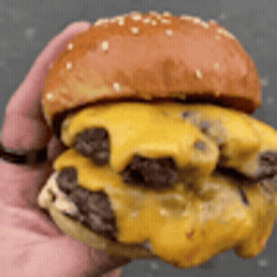 Person Holding Hamburger With Cheese GIF