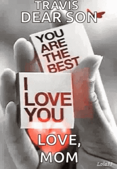 Person Holding I Love You Mom Card GIF