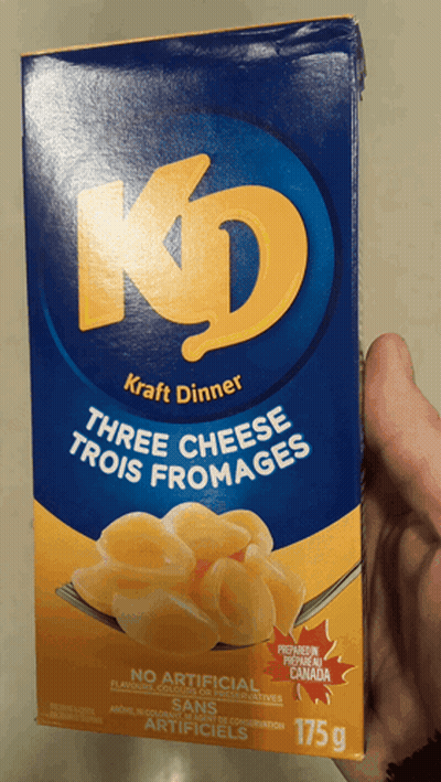 Person Holding Kraft Dinner Three Cheese Macaroni GIF