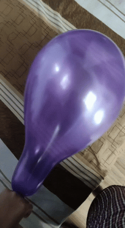 Person Holding Large Purple Balloon GIF
