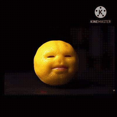 Person Holding Lemon Slice In Front Of Smiley Lemon GIF