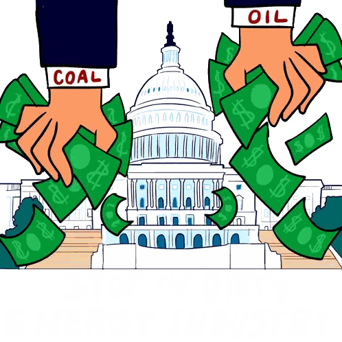 Person Holding Money With Coal And Oil Sign Sticker