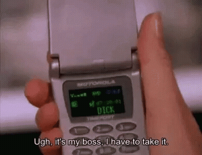 Person Holding Motorola Flip Phone Saying Ugh It's My Boss GIF