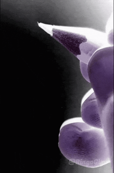 Person Holding Pencil Purple Background GIF