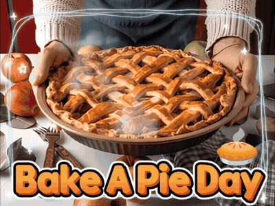 Person Holding Pie Saying Bake A Pie Day GIF
