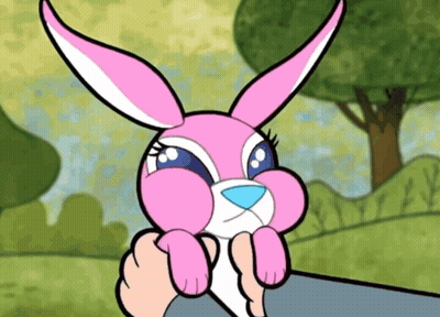 Person Holding Pink And White Rabbit With Blue Eyes GIF