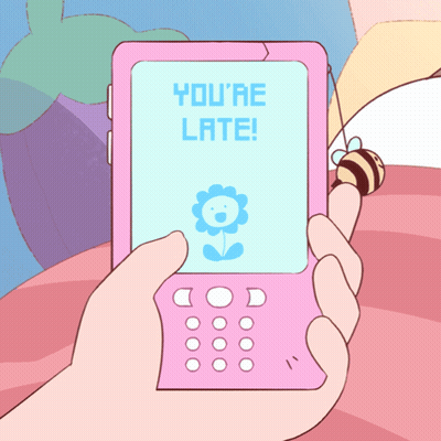 Person Holding Pink Cell Phone Saying You're Late GIF