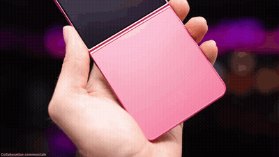 Person Holding Pink Phone With Collaboration Commerziale GIF