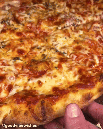 Person Holding Pizza Slice Good Vibe Wishes GIF