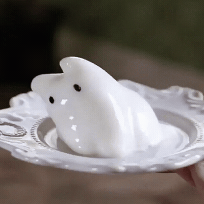 Person Holding Plate With Ghost GIF