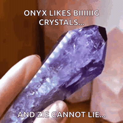 Person Holding Purple Crystal Onyx Likes Biiiiig Crystals And Zie Cannot Lie GIF