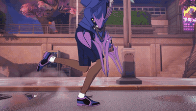 Person Holding Purple Umbrella While Running GIF