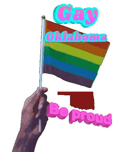 Person Holding Rainbow Flag Gay Oklahoma Be Proud Sticker