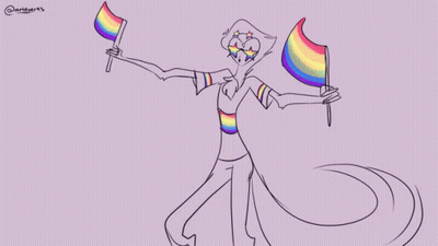 Person Holding Rainbow Flags GIF