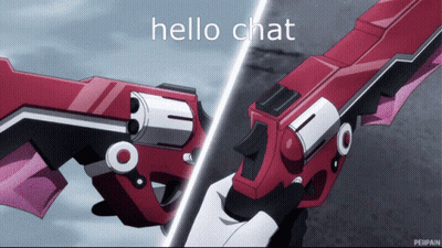 Person Holding Red Gun Saying Hello Chat GIF