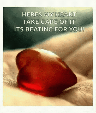 Person Holding Red Heart Saying Heres My Heart GIF