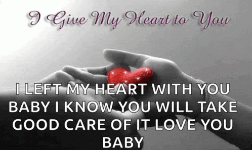 Person Holding Red Heart Saying I Gave My Heart To You GIF