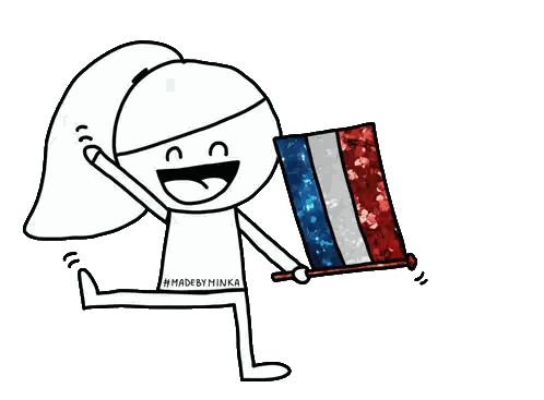 Person Holding Red White Blue Flag Sticker