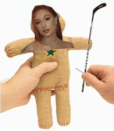 Person Holding Reebok Hockey Stick And Stuffed Doll GIF