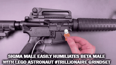 Person Holding Rifle With Lego Astronaut