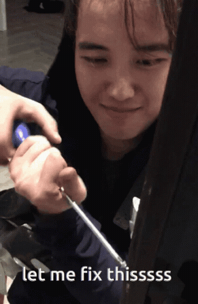 Person Holding Screwdriver Saying Let Me Fix Thisssss