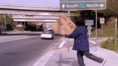 Person Holding Sign Saying Will Rap For Food GIF