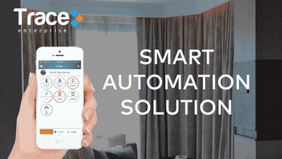 Person Holding Smart Phone In Living Room With Smart Automation Solution GIF