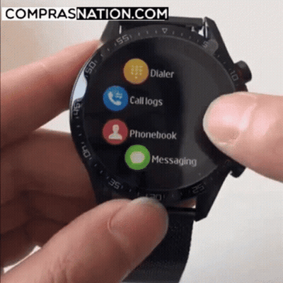 Person Holding Smart Watch Say Comprasnation GIF