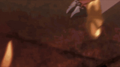 Person Holding Spear In Dark Room With Wings GIF