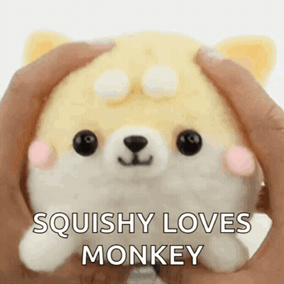 Person Holding Squishy Loves Monkey Stuffed Animal GIF