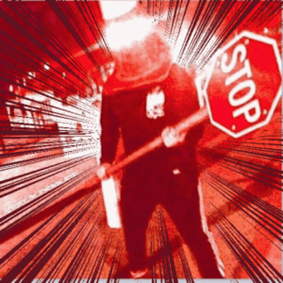 Person Holding Stop Sign On Red Background GIF