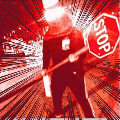 Person Holding Stop Sign With Hammer GIF