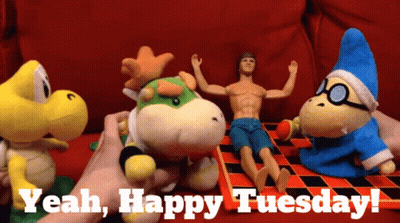 Person Holding Stuffed Animal Saying Yeah Happy Tuesday GIF