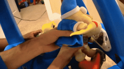 Person Holding Stuffed Animal With Hat GIF