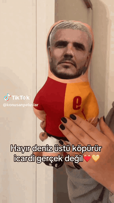 Person Holding Stuffed Doll With Man's Face GIF