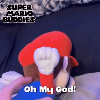 Person Holding Stuffed Mario Oh My God GIF