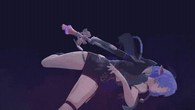 Person Holding Sword On Purple Background GIF