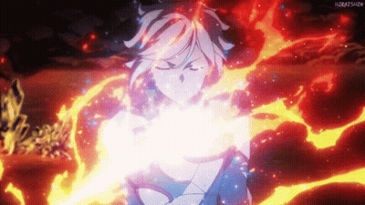 Person Holding Sword Surrounded By Flames GIF
