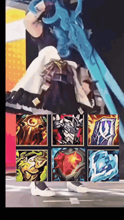 Person Holding Sword Surrounded By Icons GIF