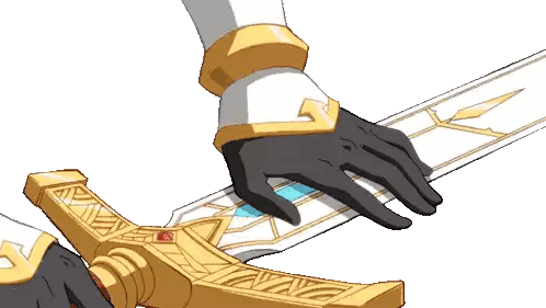 Person Holding Sword With Fire Sticker