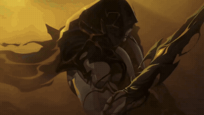 Person Holding Sword With Hood GIF